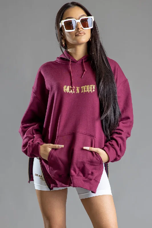 栗色 ZIP ME UP 迷你 MEDI 连帽衫 Sleek Women's Metallic