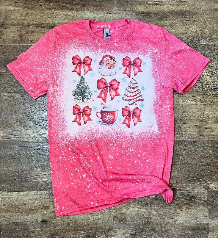 Christmas Bows Bleached Tee performance