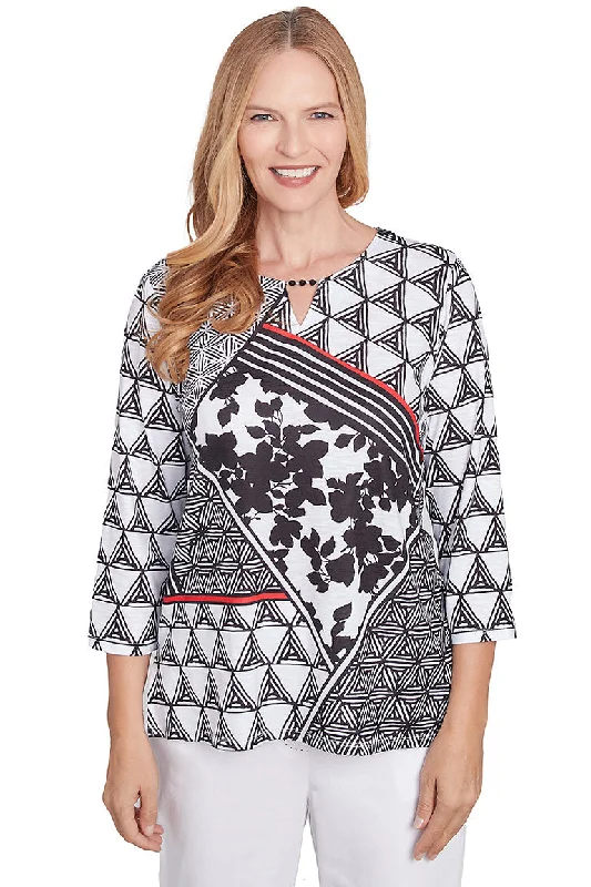 Petite Wild At Heart Patchwork Knit Top Business