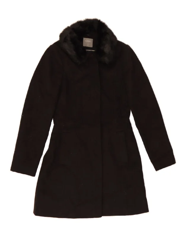 OASIS Womens Overcoat UK 6 XS Black Polyester