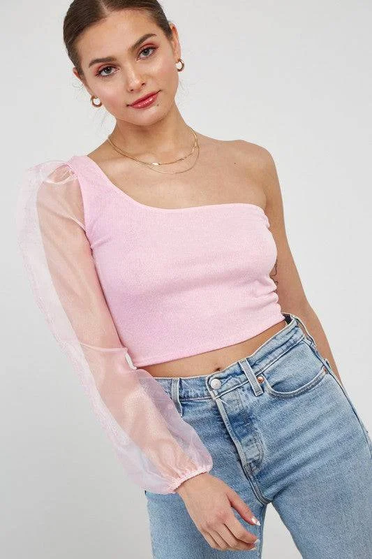 Cotton Candy One Shoulder Top Classic Women's Tweed