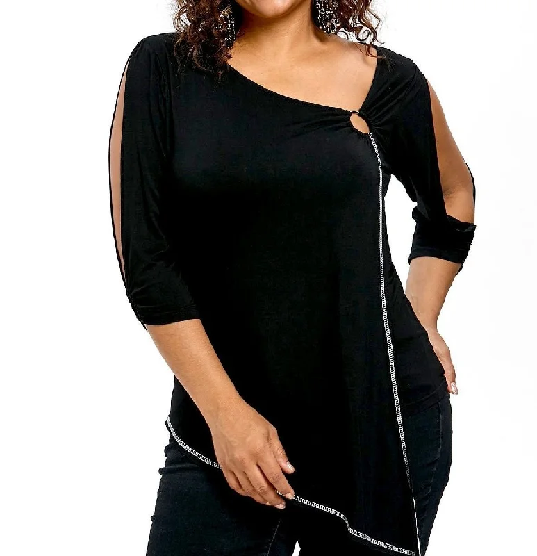 ANALUKE Asymmetric Long Sleeve T-Shirt Laid - back Women's Vibe