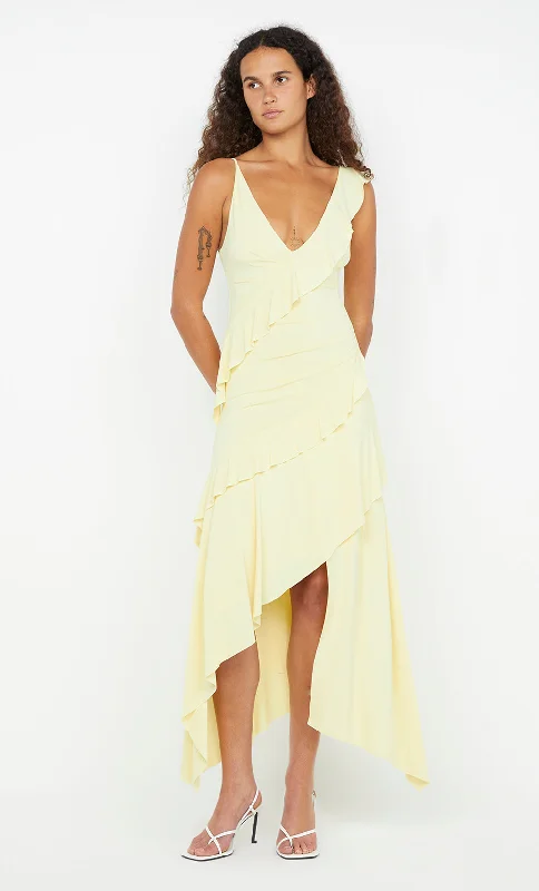 MARNIE ASYM DRESS - BUTTER Stylish Women's Tropical 