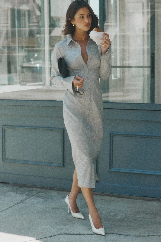 Dorian Fitted Shirt Midi Dress - Charcoal Marle purpose
