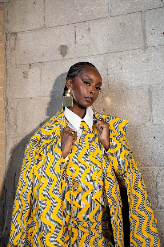 LILY African Print Trench Jacket Youthful Women's Anime - inspired