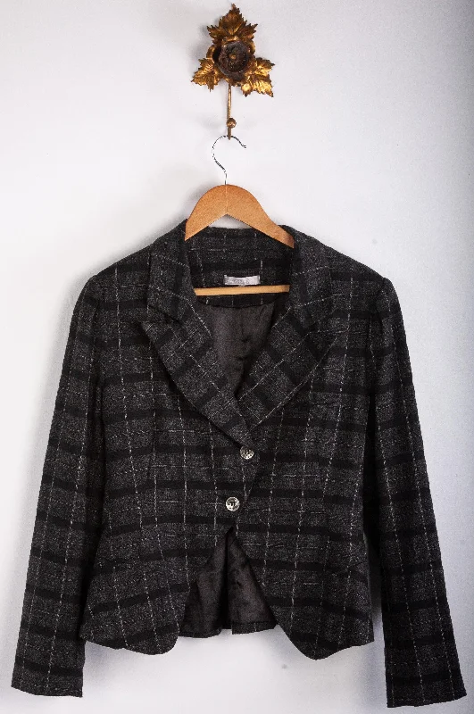 Karen Cole Wool Mix Jacket Grey and Black Check Size M