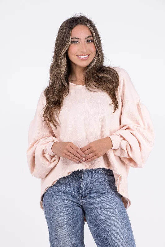 Hey There Women's Balloon Sleeve Hoodie Refined Women's Velvet