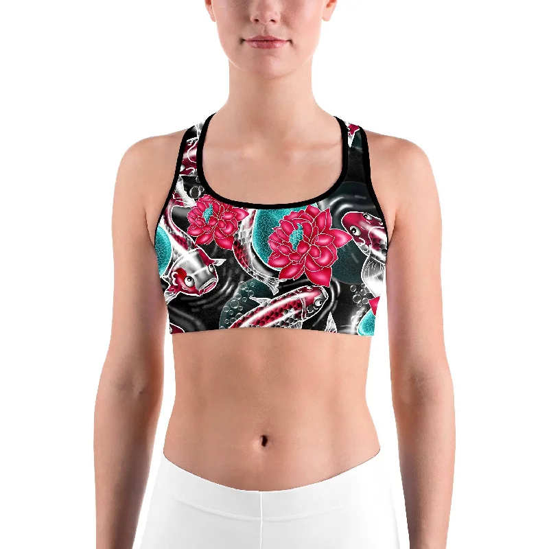 Colorful Koi Fish Sports bra