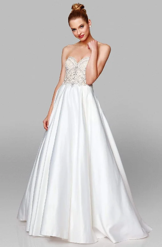 Clarisse - 600157 Beaded Sweetheart Satin A-line Gown Gym