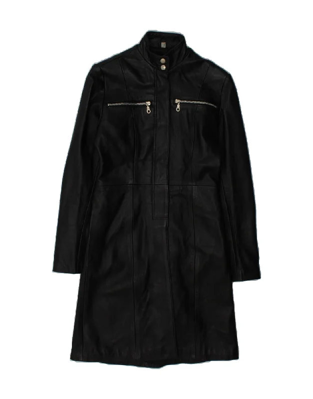 COUNTRY Womens Leather Coat UK 12 Medium  Black Dynamic Women's Moto