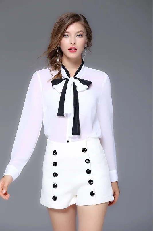 White Blouse W/ Black Tie Modern Women's Tech