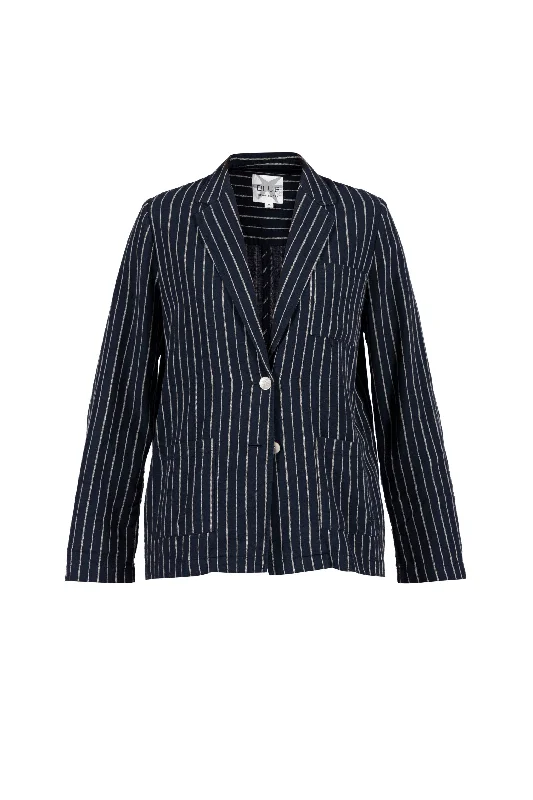 Annelise Blazer - New Navy/Chalk Artistic Women's Hand - painted