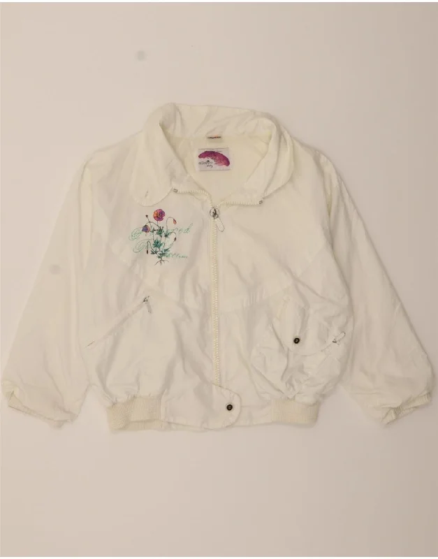 ELLESSE Womens Bomber Jacket UK 20 2XL Off White Floral