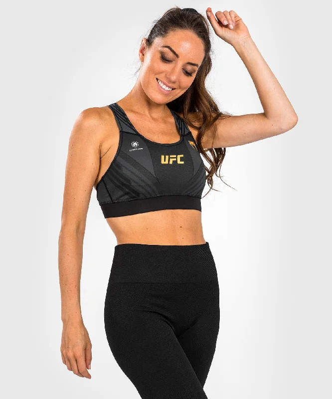 UFC Venum Authentic Fight Night 1.0 Women's Sport Bra - Black/Gold Classic Women's Pin - striped