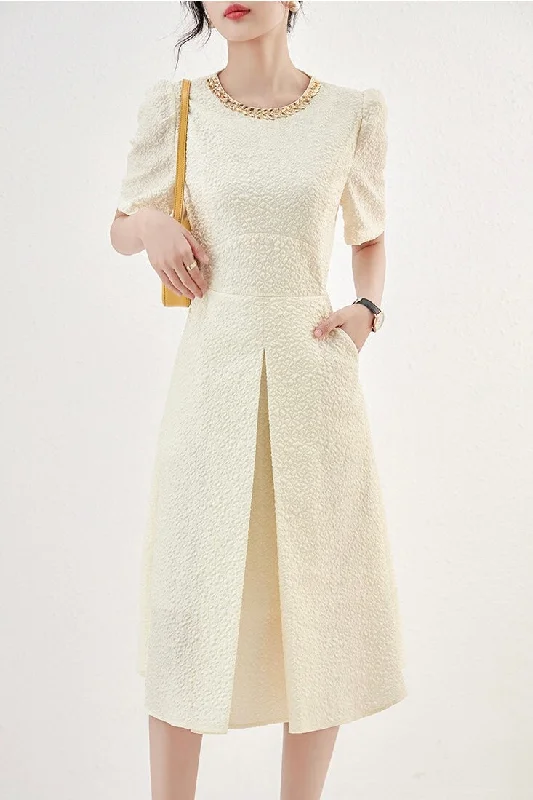 Beaded Dress W/ Seersucker Fabric Practical Women's Quick - dry