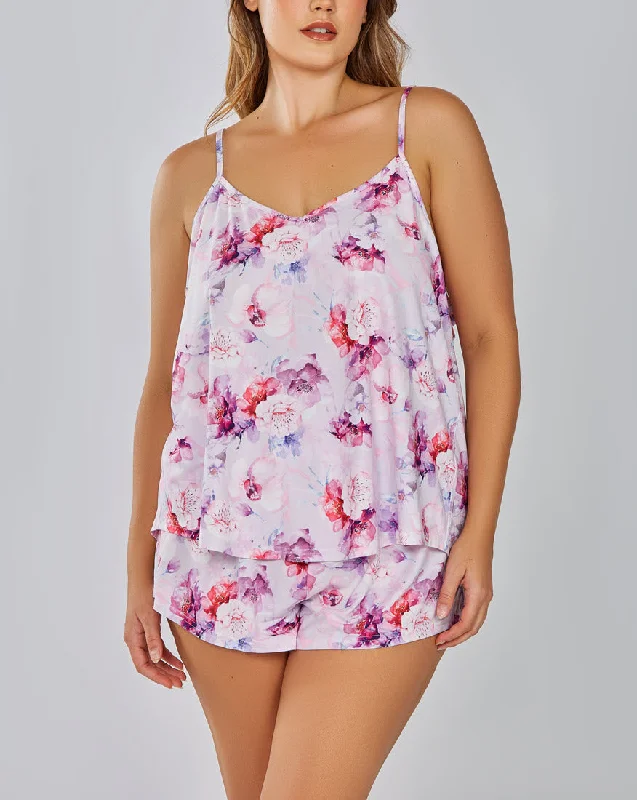 ICollection Lingerie Anya Purple Cami & Shorts PJ Set 78337X Refined Women's Hand - crafted ICollection Lingerie Anya Purple Cami & Shorts PJ Set 78337X Refined Women's Hand - crafted