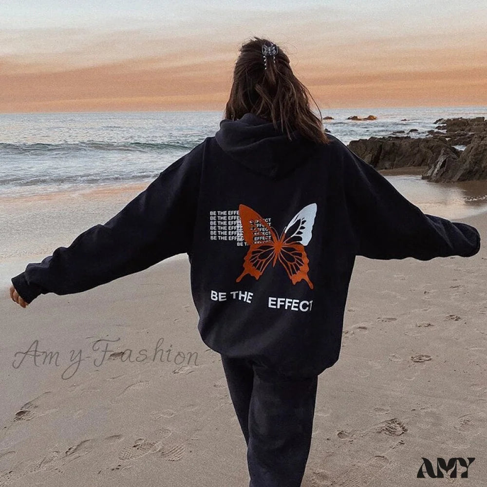 Amy Fashion - Streetwear Hip Hop Punk Casual Loose Hoodie Traditional Women's Wool