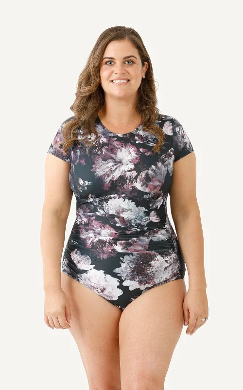 Bridget Cap Sleeve One Piece Swimsuit | Cherish Artistic Women's Hand - painted