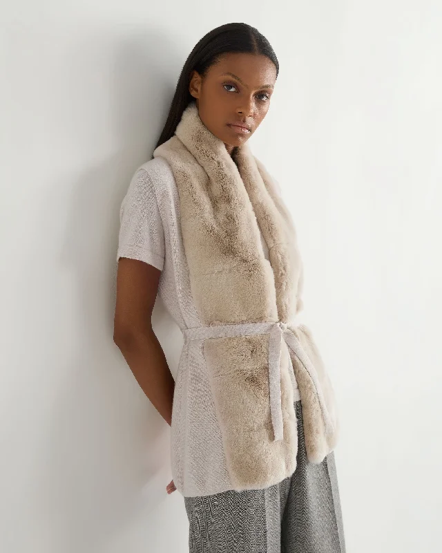 Women's Lola Fur Placket Cashmere Gilet Frost White Casual Women's Loose - fitting Women's Lola Fur Placket Cashmere Gilet Frost White Casual Women's Loose - fitting