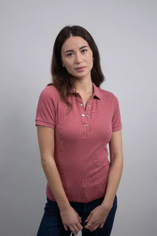 Harcour Polo Poly Femme Rose Vieux Laid - back Women's Style