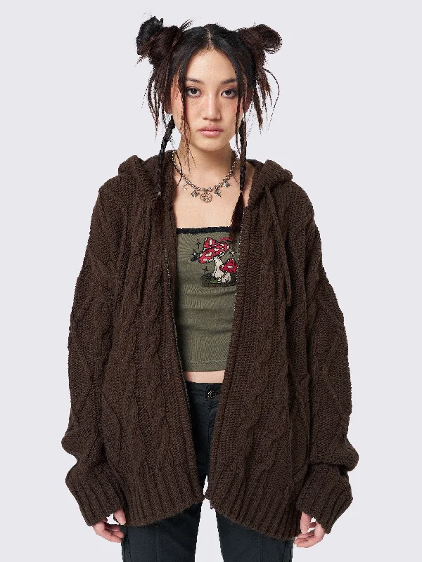 Eli Brown Zip Up Cable Knit Cardigan Refined Women's Hand - crafted