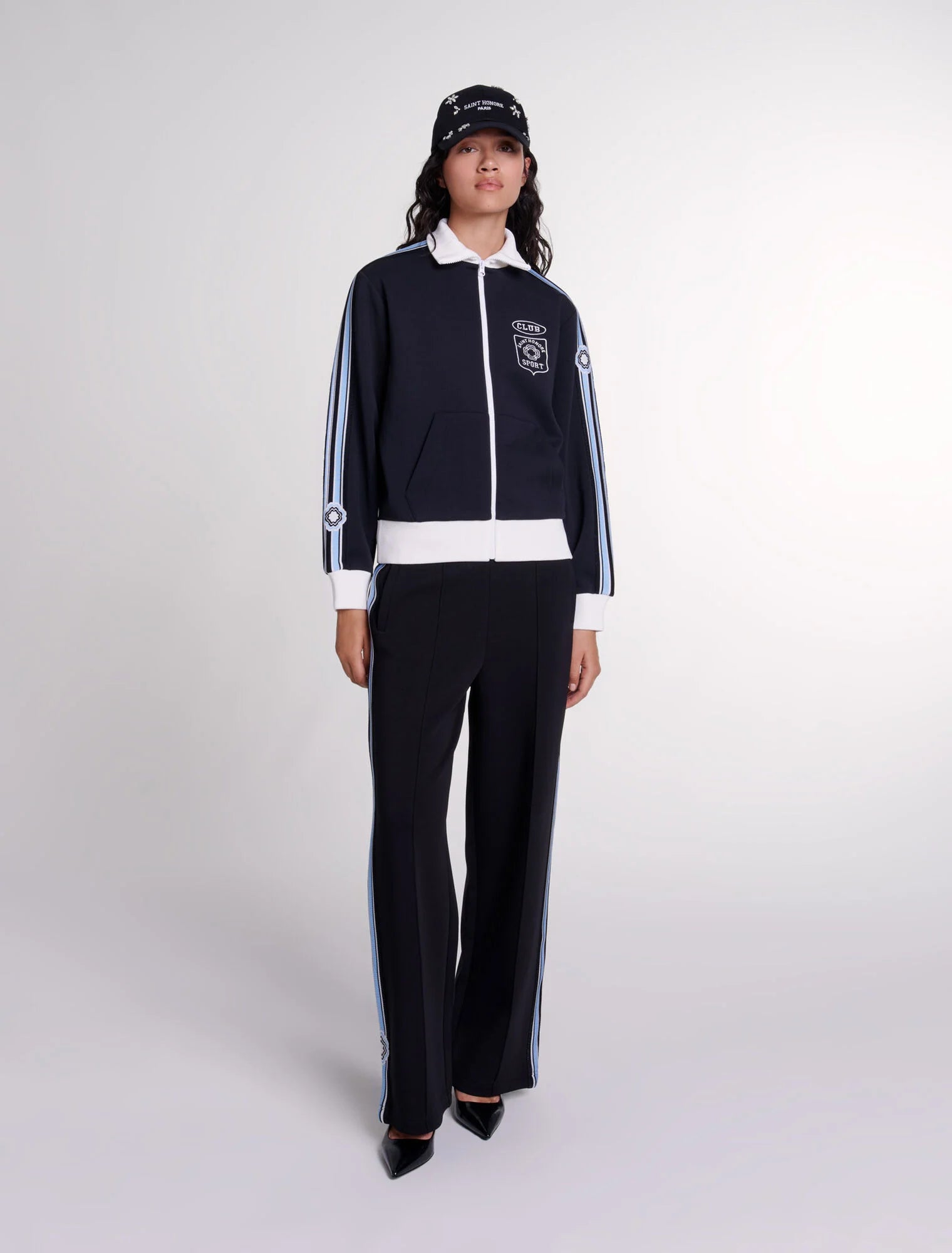 Embroidered tracksuit jacket Sleek Women's Metallic