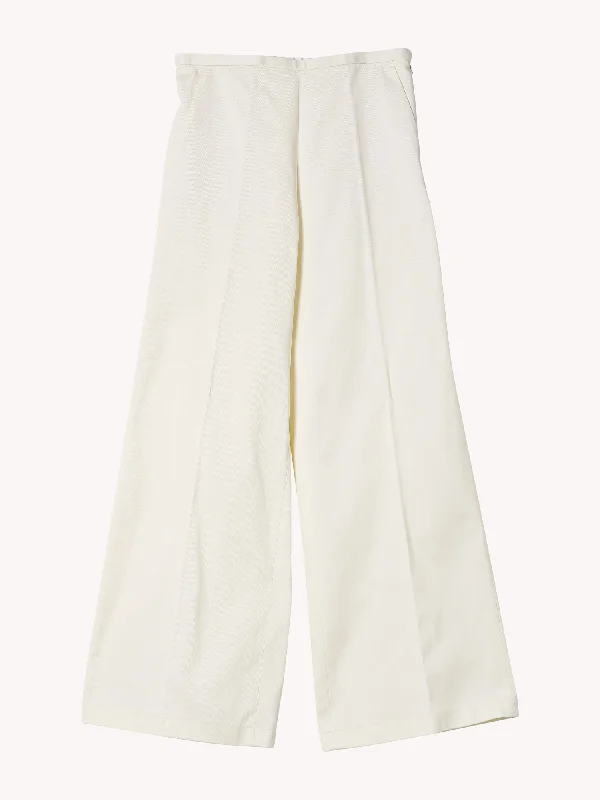 COTTON TWILL FLARED PANTS Feminine Women's Style 