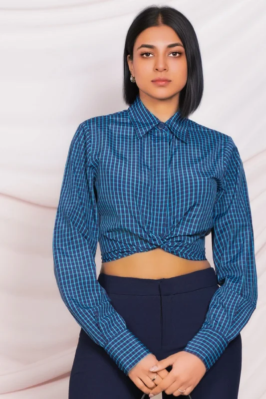 Checkered Cropped Shirt Gym