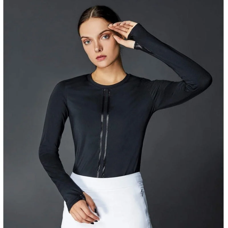 InPhorm Harper L/S Crew Neck Top - Black Vacation