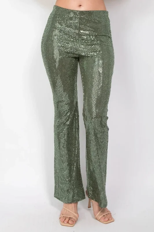 Sequined Fit & Flare Midrise Pants European