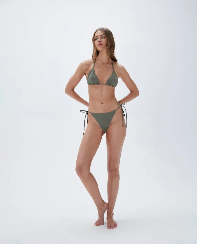Tie Side Bikini Bottoms -  Olive Green Cool Women's Skate