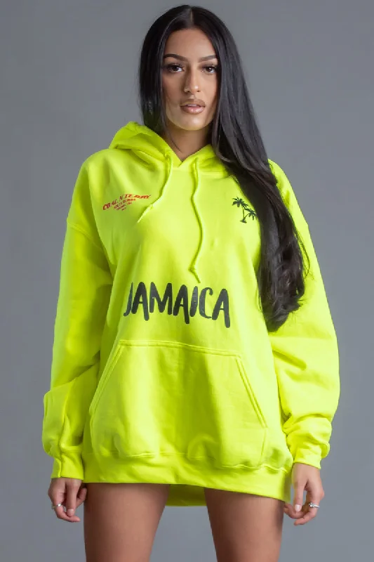 霓虹绿牙买加队连帽衫 Cool Women's Skate