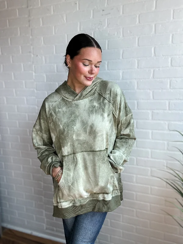 Kalia Olive Tie Dye Hoodie performance