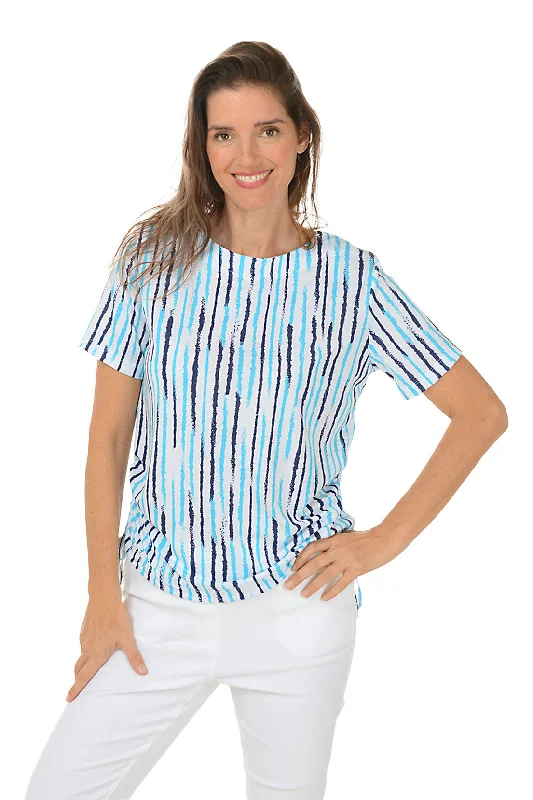 Seven Seas Sketched Stripe Short Sleeve Top