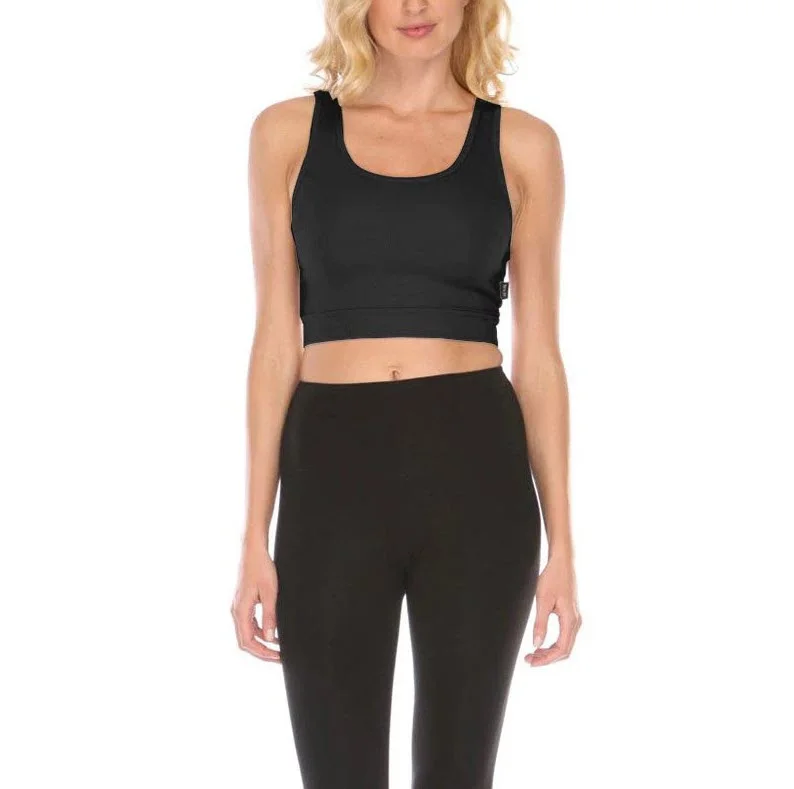 PJ Harlow Bra:30 Sporty Racer Black Wireless Bralette Bra Laid - back Women's Style