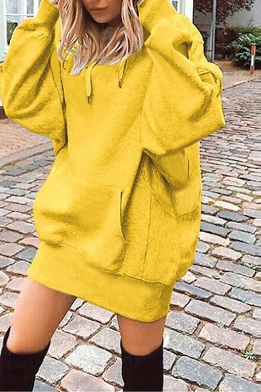 Casual Solid Draw String Hooded Collar Tops(8 Colors)