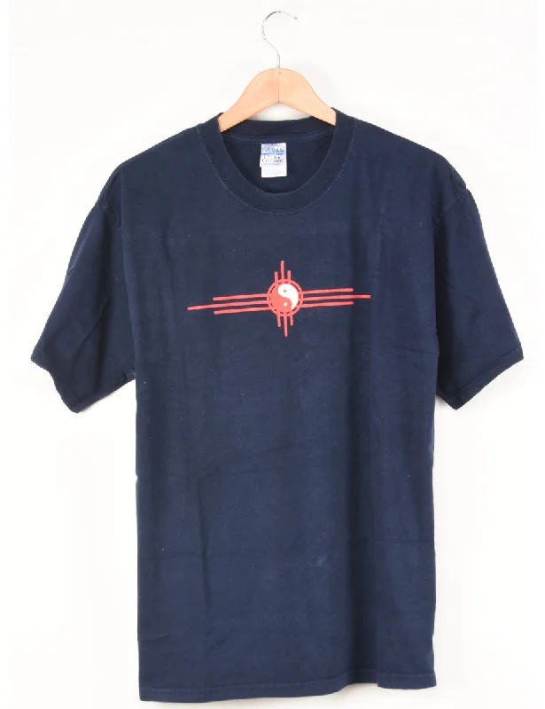 Navy Printed T-shirt - L