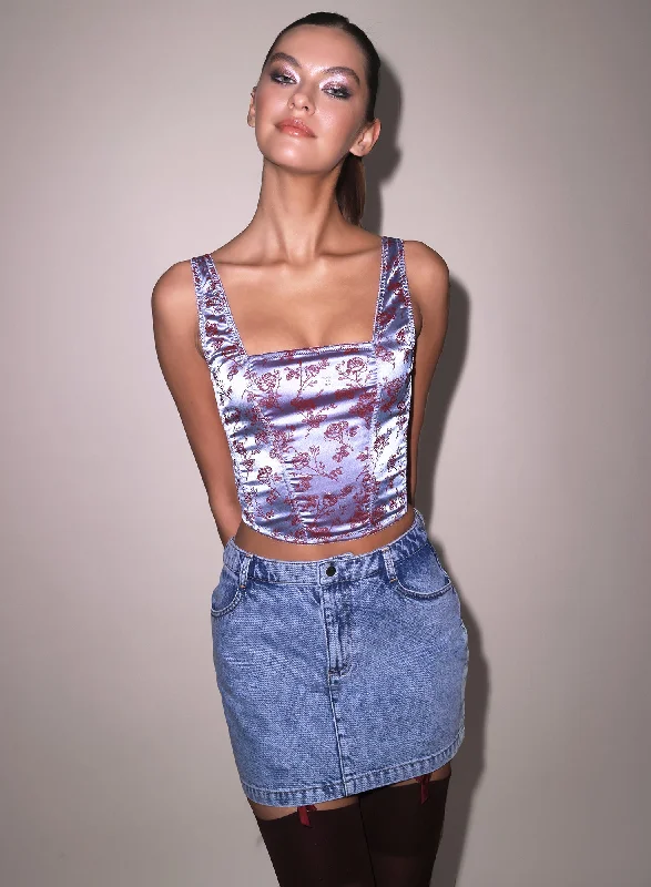 Rose Jacquard Corset Top Dapper Women's Bow - adorned