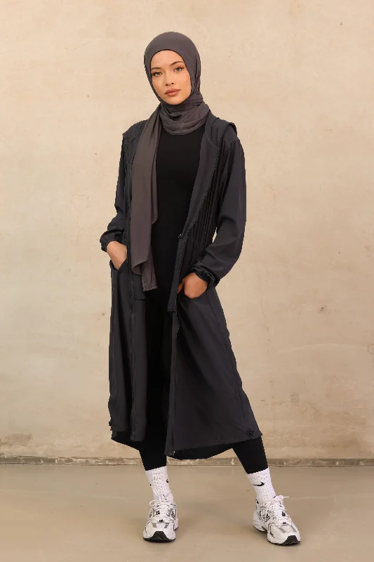Women's Sports Trench - Charcoal Preppy Women's College