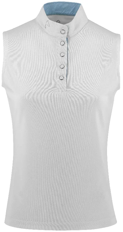 EQUITHÈME Polo Molly Mesh Femme Blanc Edgy Women's Punk