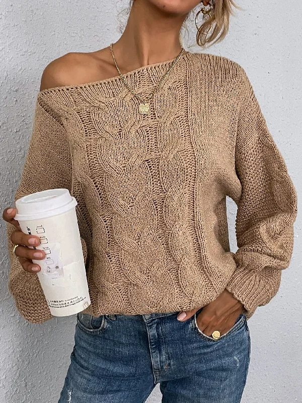 Casual Plain Long Sleeve Boat Neck Regular Women Sweater