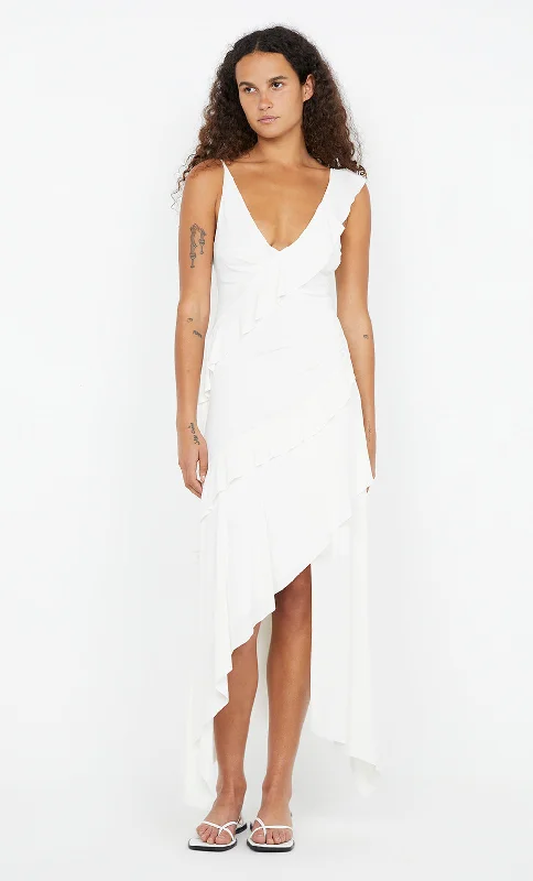 MARNIE ASYM DRESS - WHITE Laid - back Women's Style