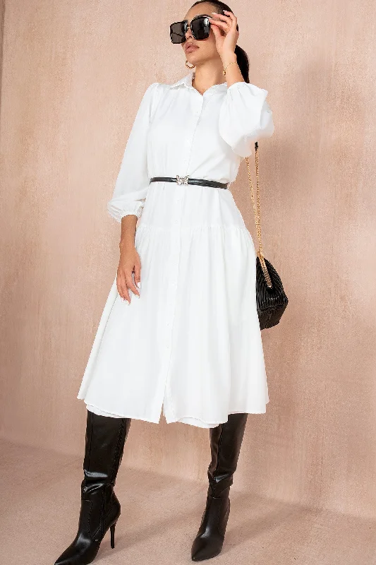 Carole White Belted Shirt Dress Vintage Women's 1970S 