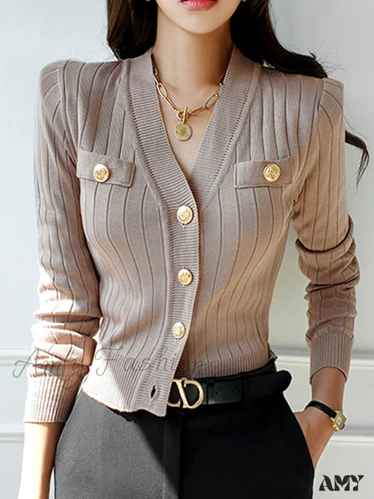 Korean Chic V-Neck Knitted Casual Basic Long Sleeve Vintage Sweater Sophisticated Women's Tailored Korean Chic V-Neck Knitted Casual Basic Long Sleeve Vintage Sweater Sophisticated Women's Tailored