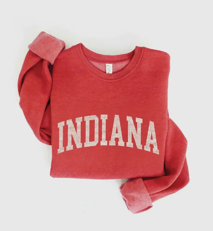 Red Indiana Crewneck Cozy Women's Winter