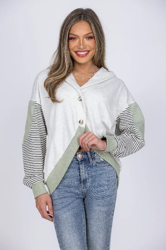 At Your Fingertips Women's Color Block Cardigan Cozy Women's Sherpa - lined