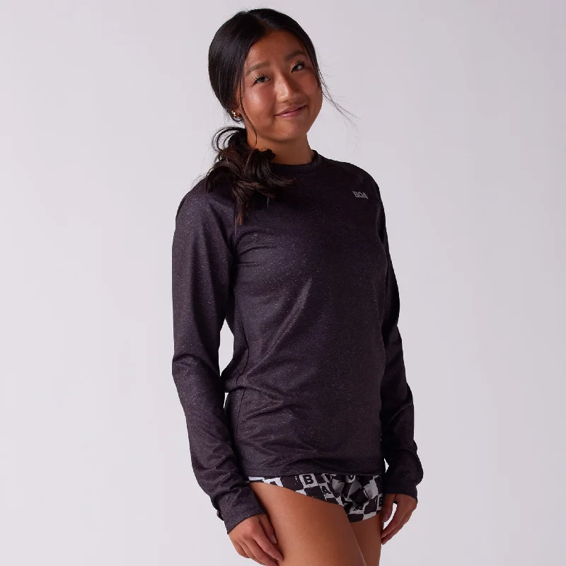 Women's Vapor Lite Tempo LS Tee - Heather Black Polished Women's Silk