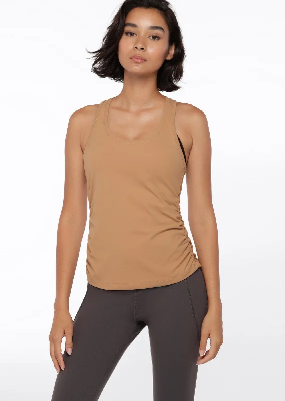 Lorna Jane Gathered Active Tank - Biscuit Traditional Women's Wool