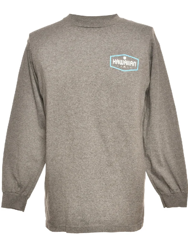 Hawaiian Grey Printed T-shirt - M Rugged Women's Outdoor 