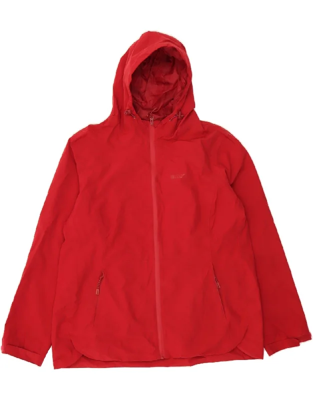 MOUNTAIN WAREHOUSE Womens Hooded Rain Jacket UK 18 XL Red Polyester Artistic Women's Hand - painted